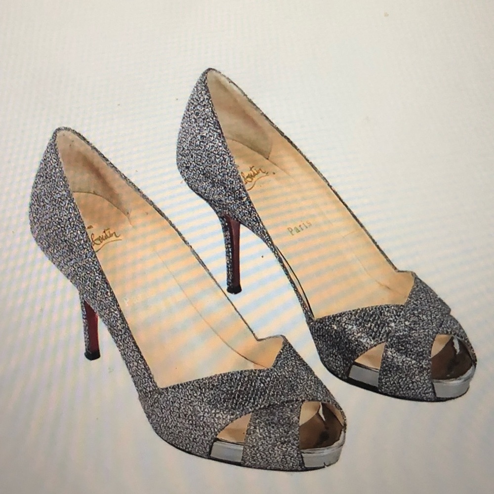 Christian Louboutin Metallic Silver Pumps